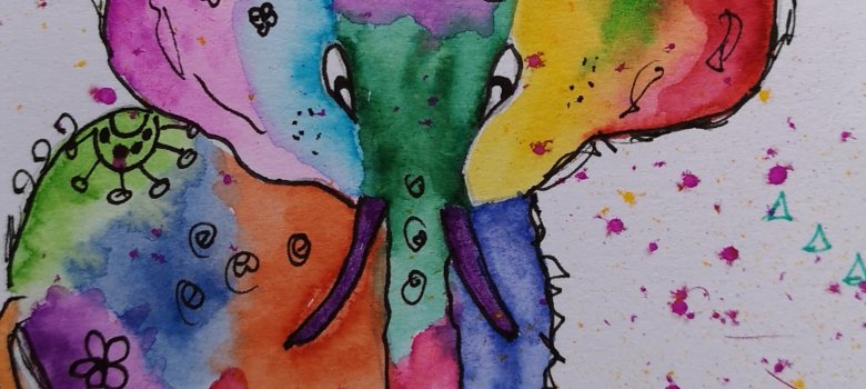 Happy Painting-Bild Happy Painting-Bild mit Elefant und Maus