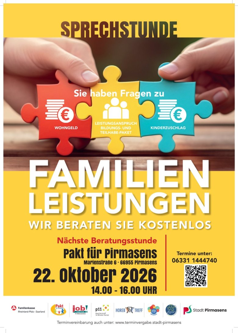 Plakat "Sprechstunde Familienleistung" im Oktober 2026 Plakat "Sprechstunde Familienleistung" im Oktober 2026
