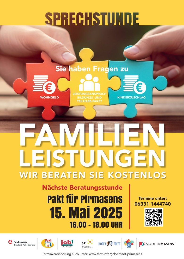 Plakat "Sprechstunde Familienleistungen" Mai 2025