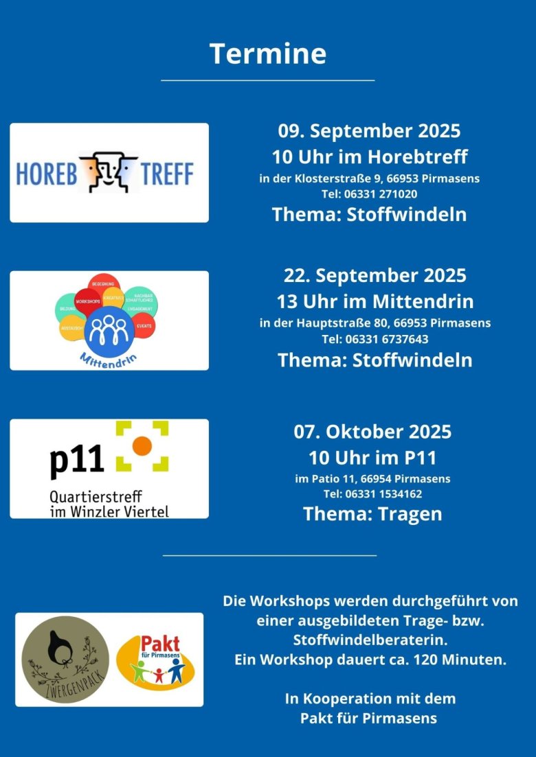 Termine für Workshops
